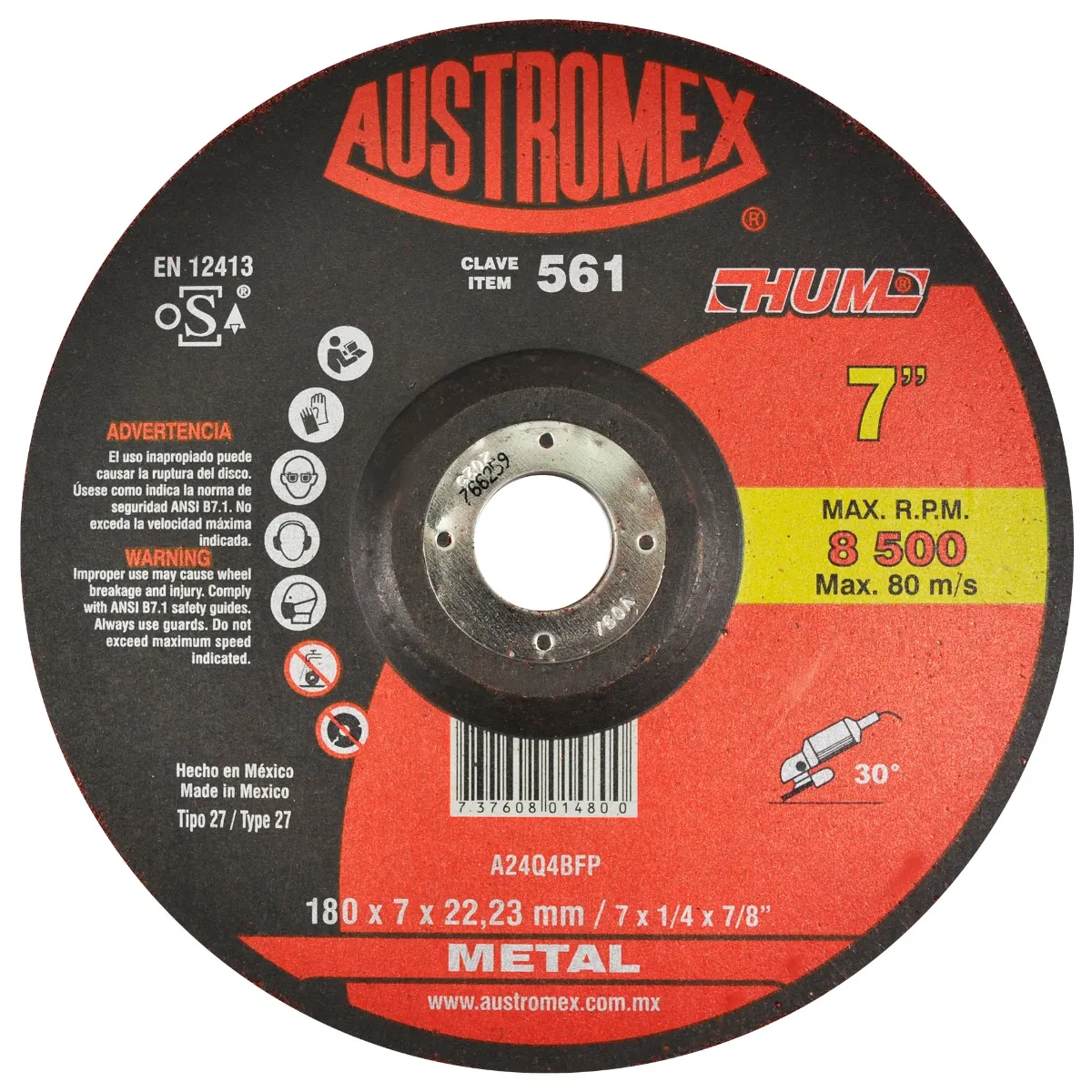 Disco de Desbaste para Metal 561 Austromex - A-561