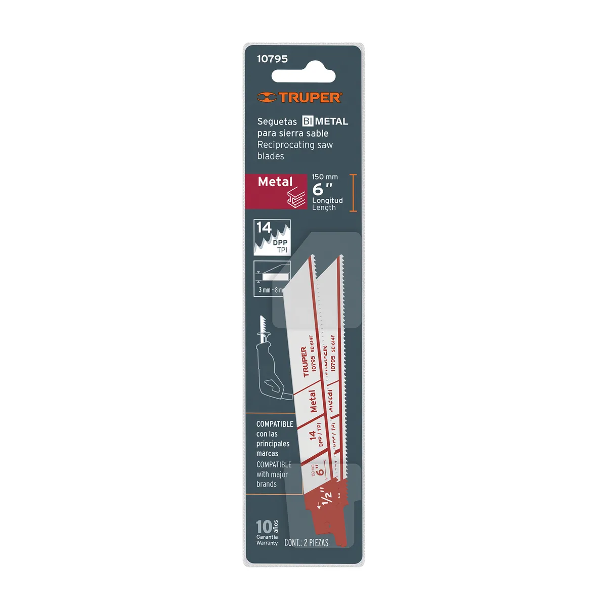 2 Seguetas para Sierra Sable 6" para Metal Truper - 10795