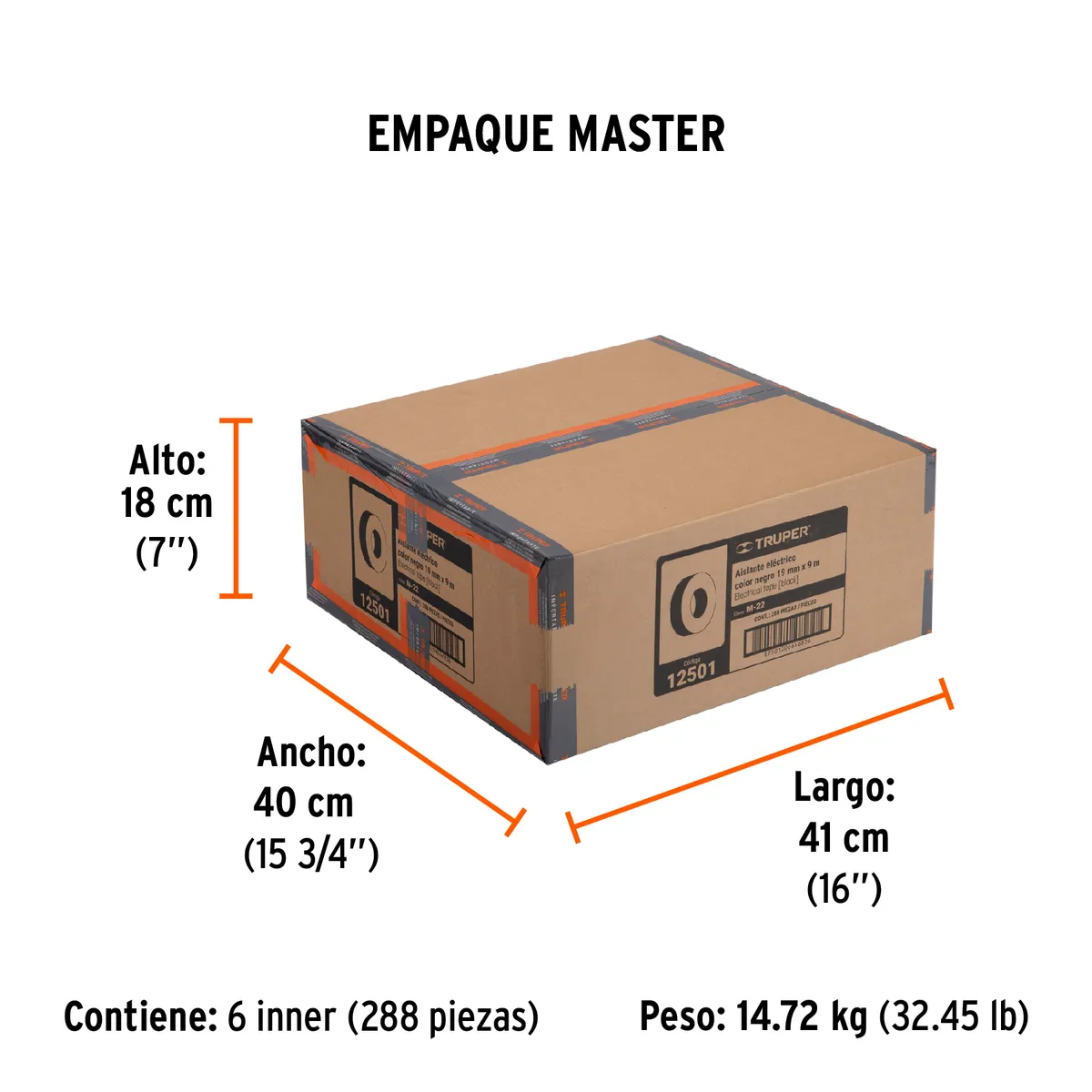 Cinta de Aislar Negra 19 mm x 9 m Truper - 12501