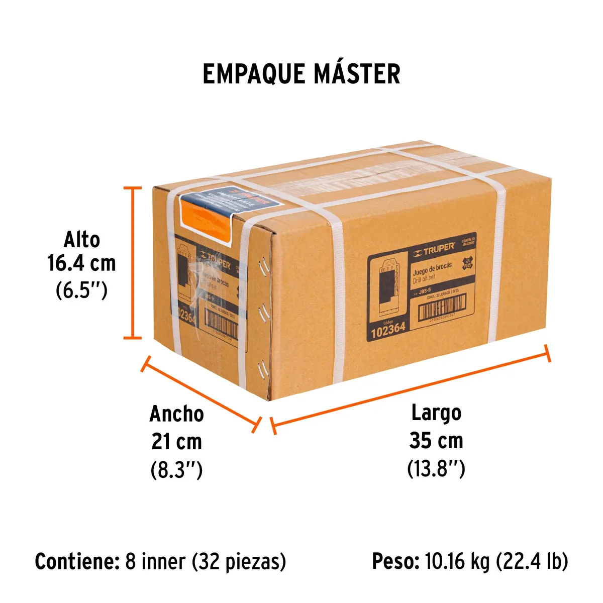 Juego de 5 Brocas para Concreto SDS Plus Truper - 102364