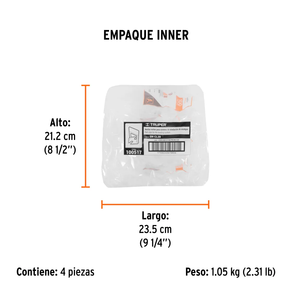 Bolsa con 100 Anclas de 2 mm Truper - 100517