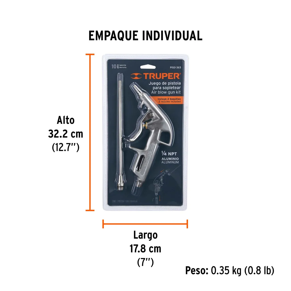 Pistola de Aluminio para Sopletear con 2 Boquillas Truper - 10647