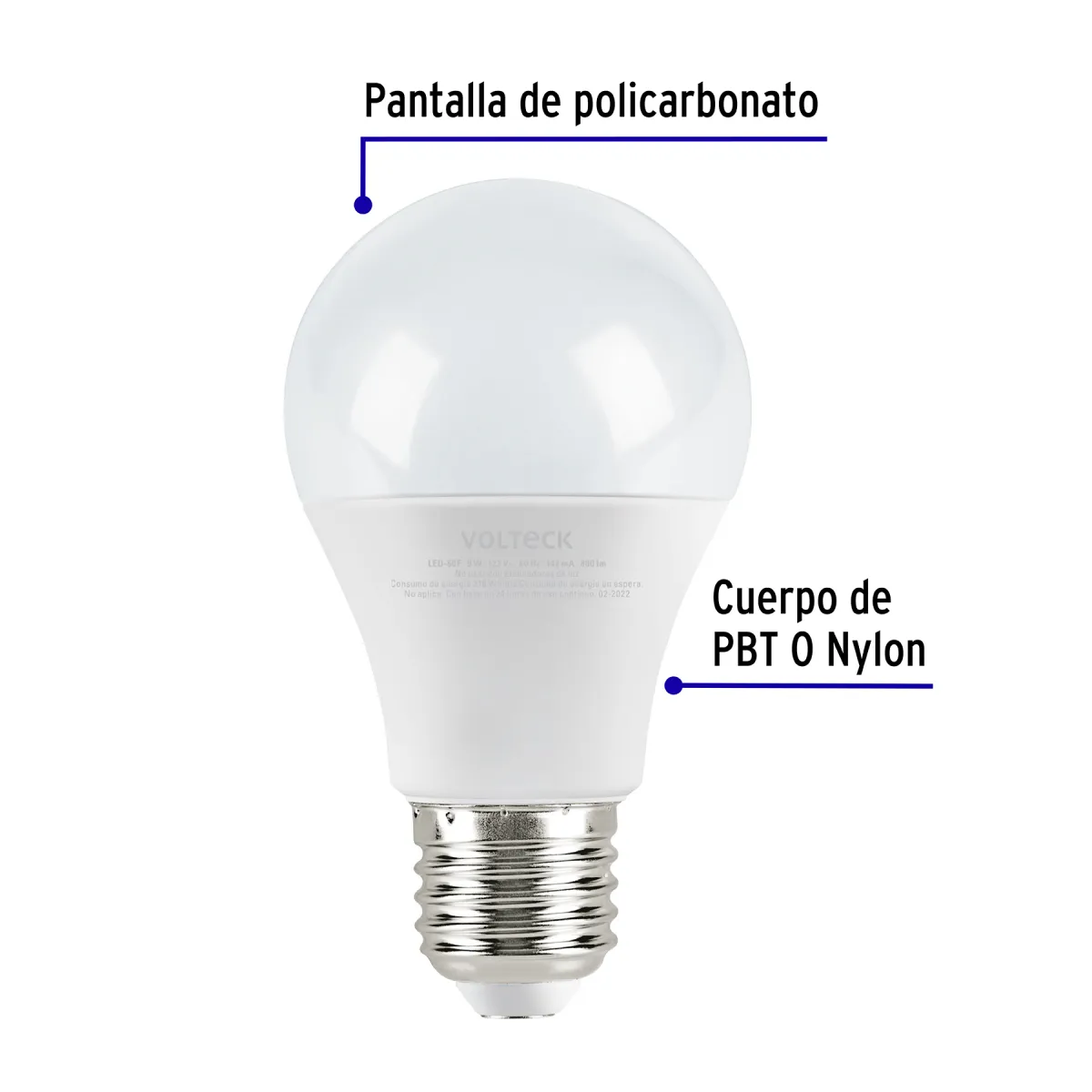 Foco LED 9 W (60 W) A19 6500 K 800 lm en Blíster Volteck - 46858