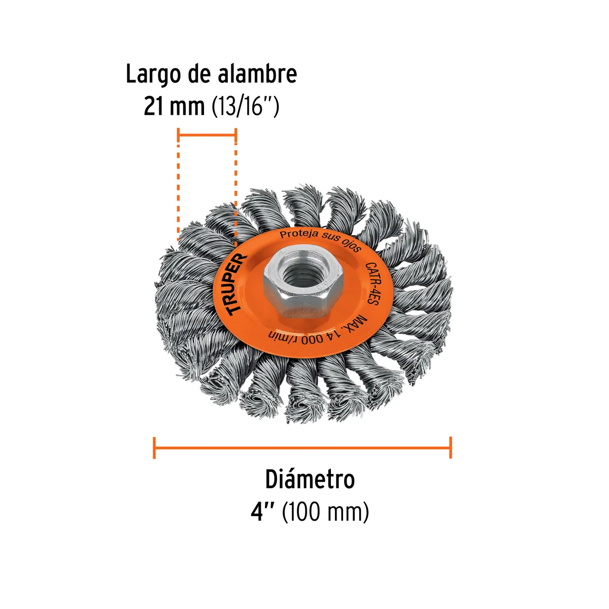 Carda Circular 4" Alambre Trenzado Eje 5/8"-11 Truper - 17527