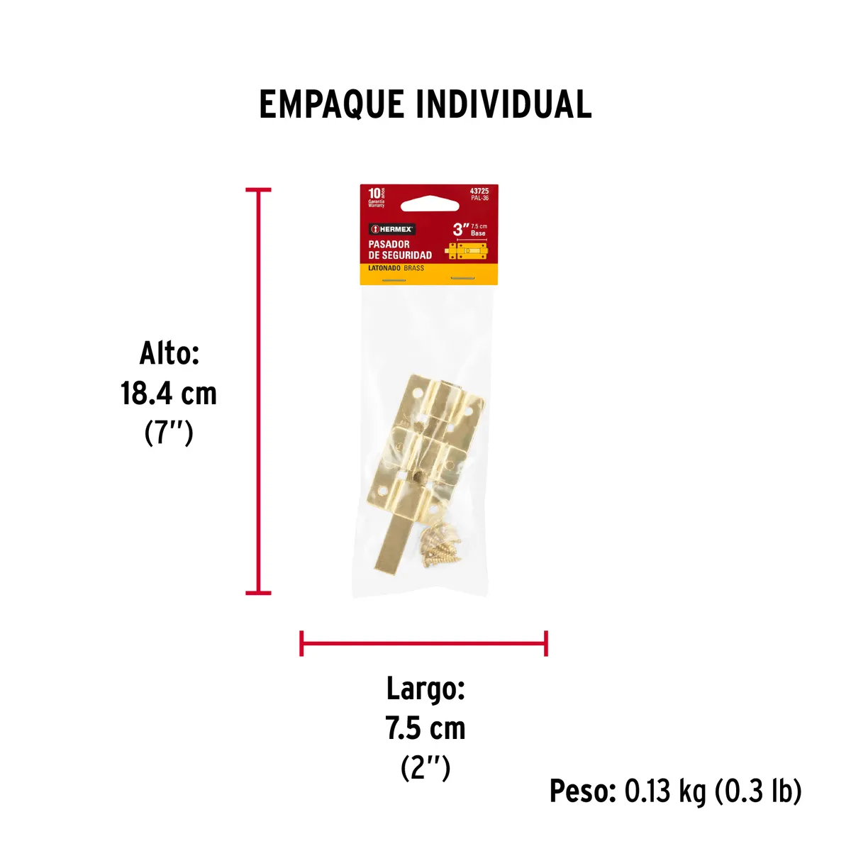 Pasador de Barra Plana 3" Latón PAL-36 Truper - 43725