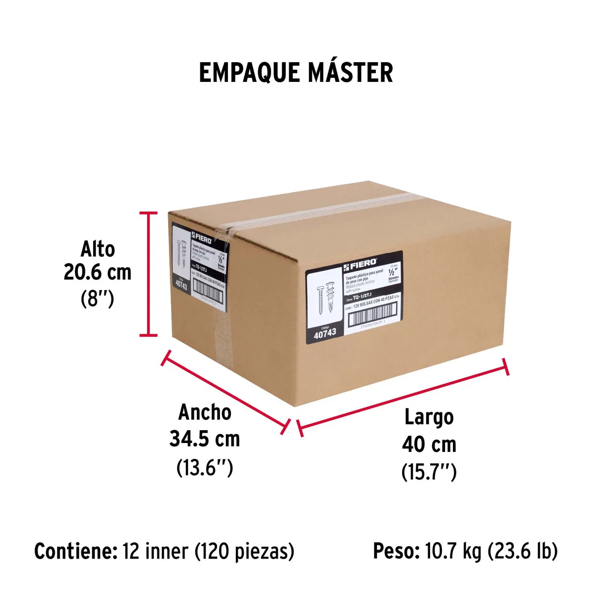 Kit de 20 Taquetes Plásticos 1/2" para Pared de Yeso Truper - 40743