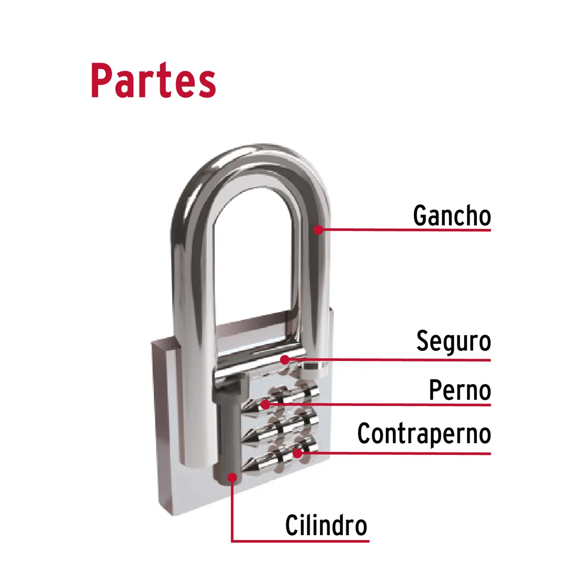 Candado de Hierro 38 mm Gancho Largo CHB-38L Truper - 43326