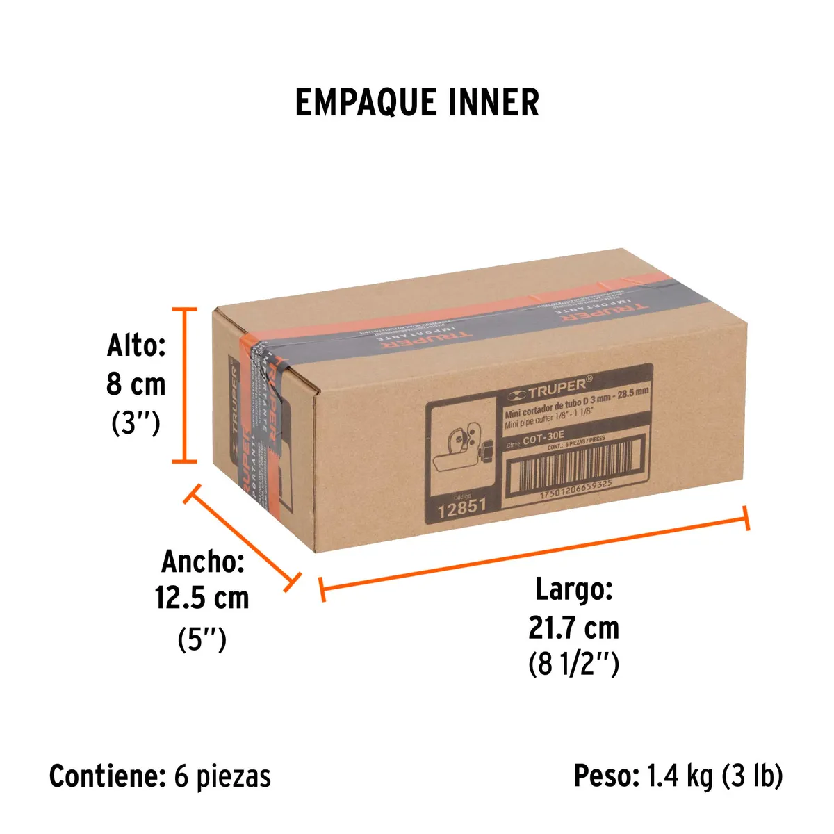 Mini Cortador de Tubo de Cobre 1/8"-1 1/8" Cuchilla 18 mm Truper - 12851