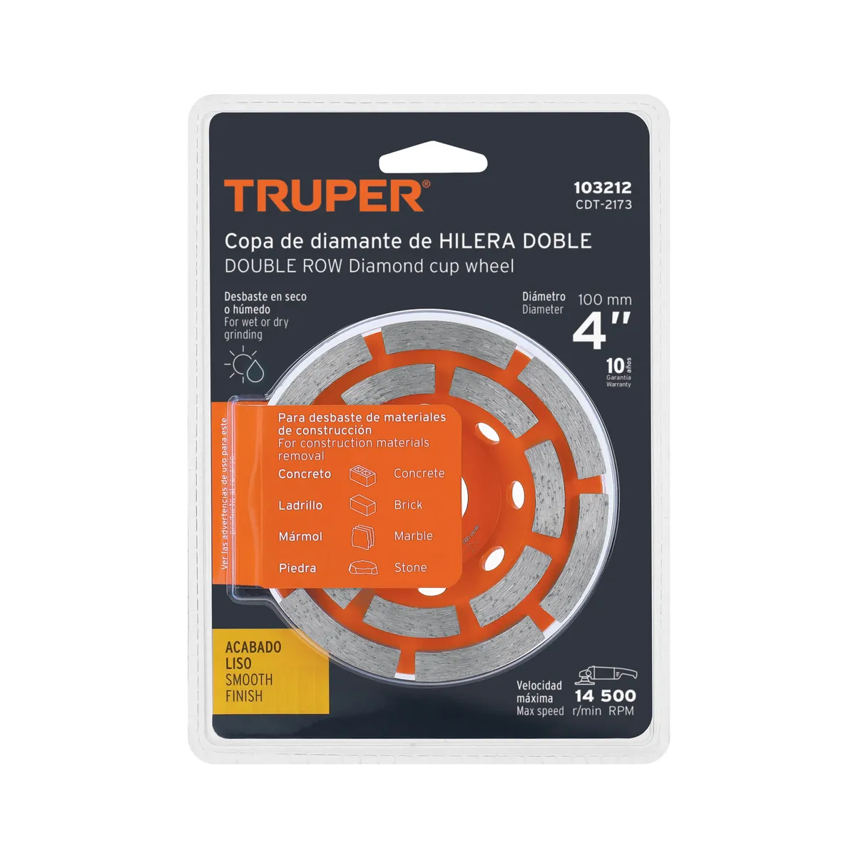 Copa de Diamante Doble Segmento 4" Truper - 103212