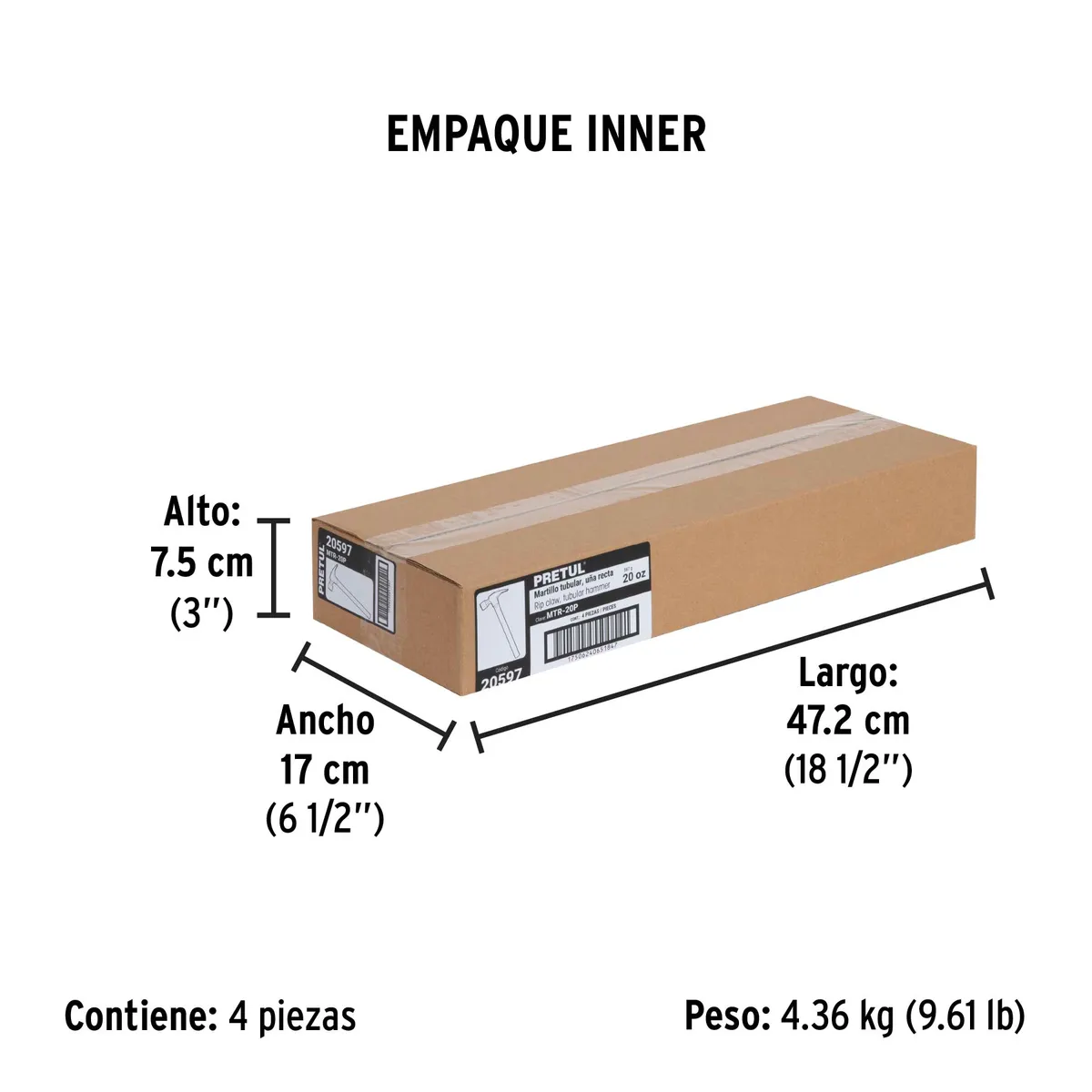 Martillo Uña Recta 20 oz Pretul MTR-20P - 20597