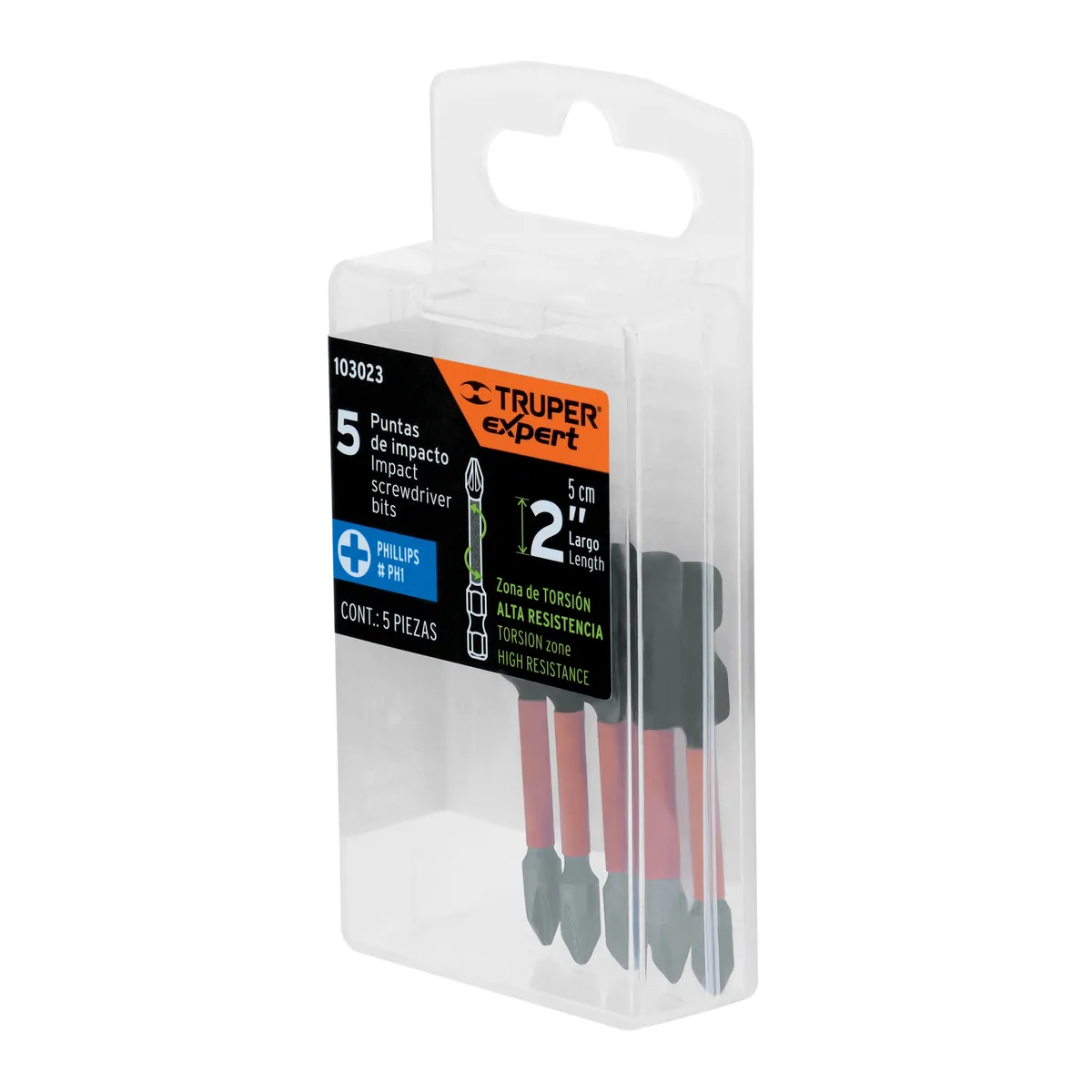 Estuche con 5 Puntas de Cruz PH1 Largo 2" Truper - 103023