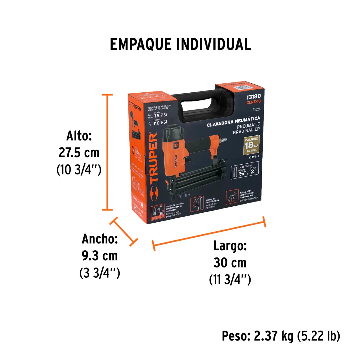 Clavadora Neumática Profesional Calibre 18 Truper - 13180