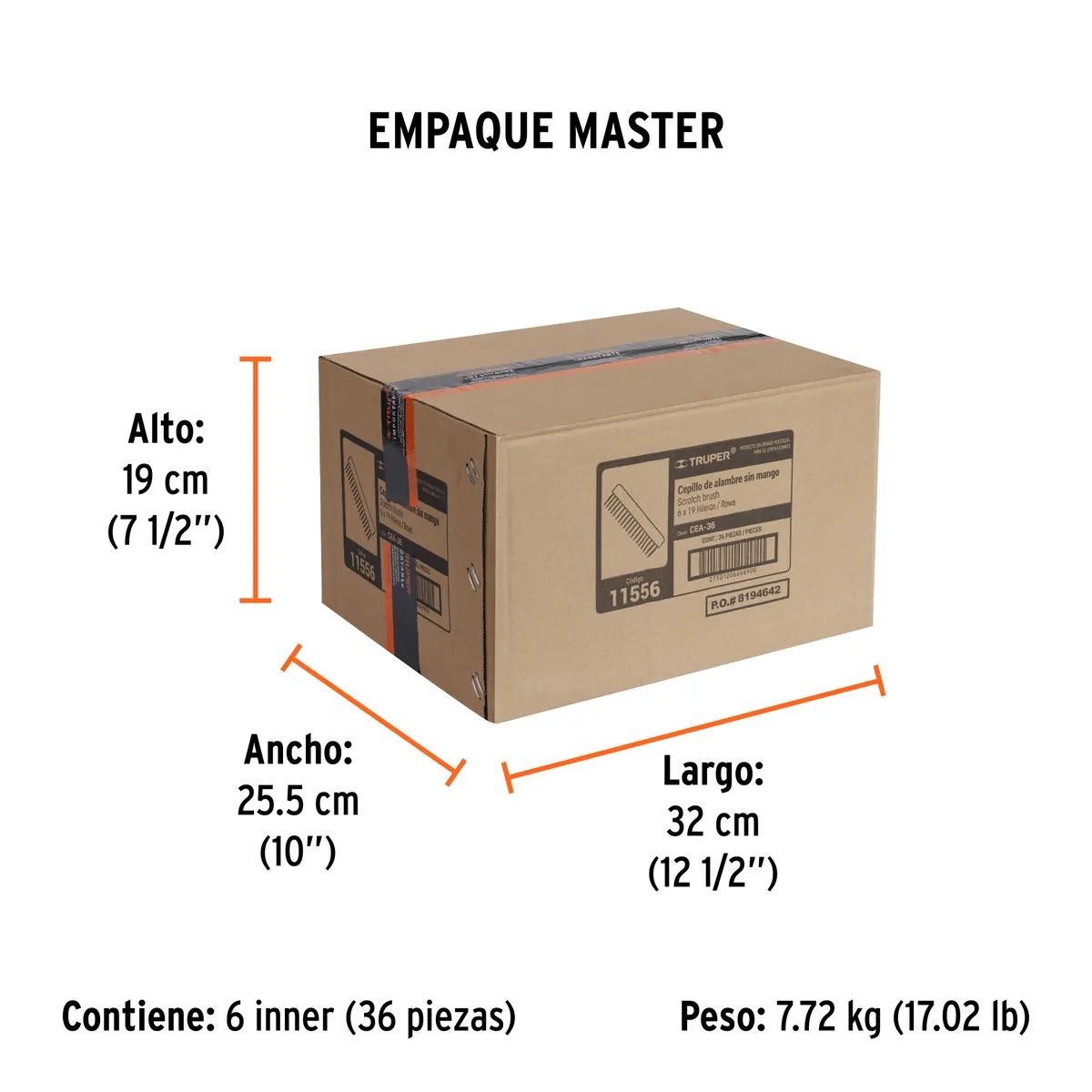 Cepillo Rectangular de Alambre sin Mango Truper - 11556