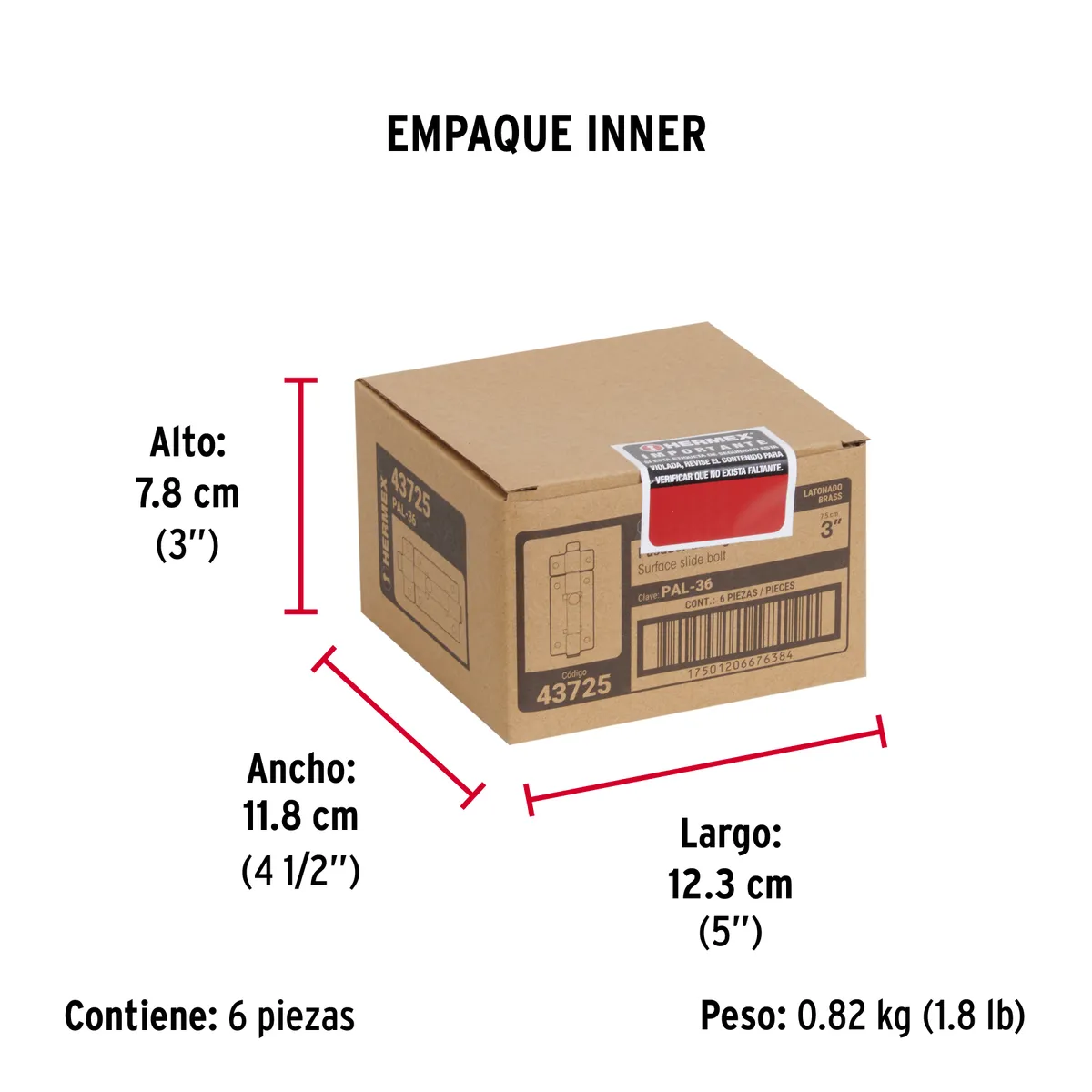Pasador de Barra Plana 3" Latón PAL-36 Truper - 43725