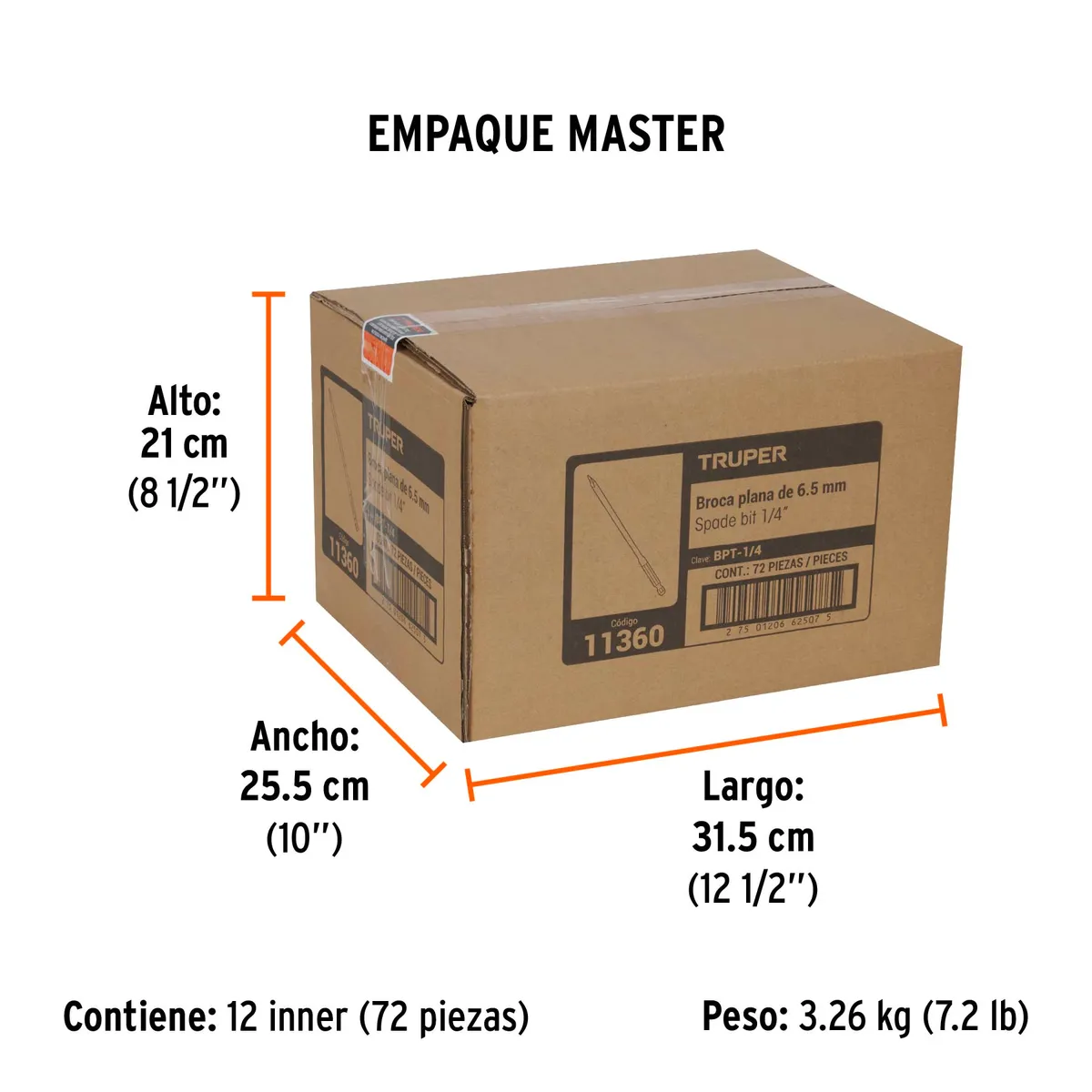 Broca de Manita 1/4" para Madera BPT-1/4 Truper - 11360
