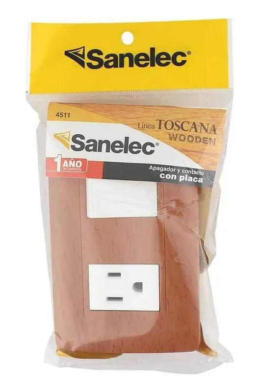 Placa Wooden con Apagador y Contacto SANTUL - 4511