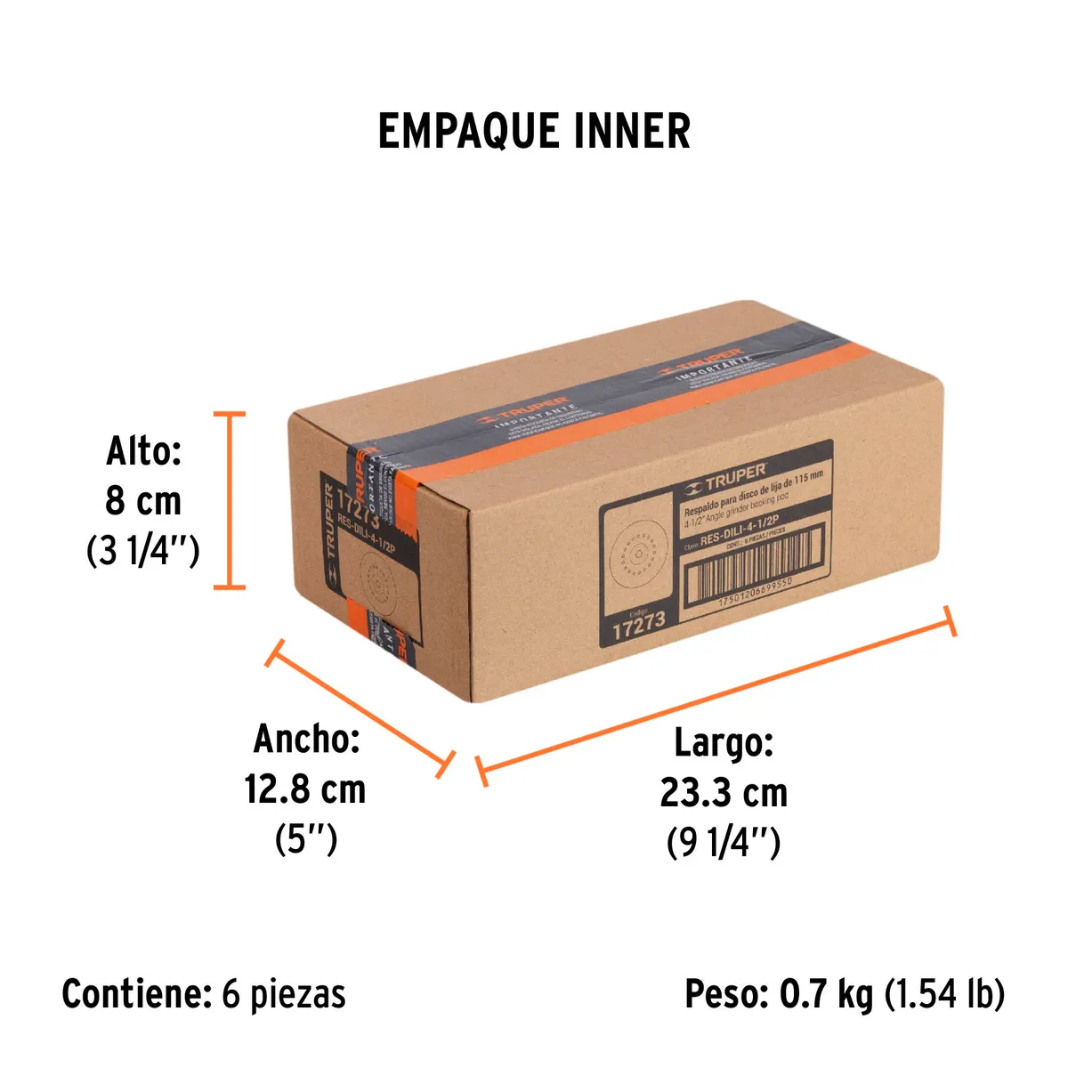 Respaldo para Disco de Lija Eje 5/8" de 4 1/2" Truper - 17273