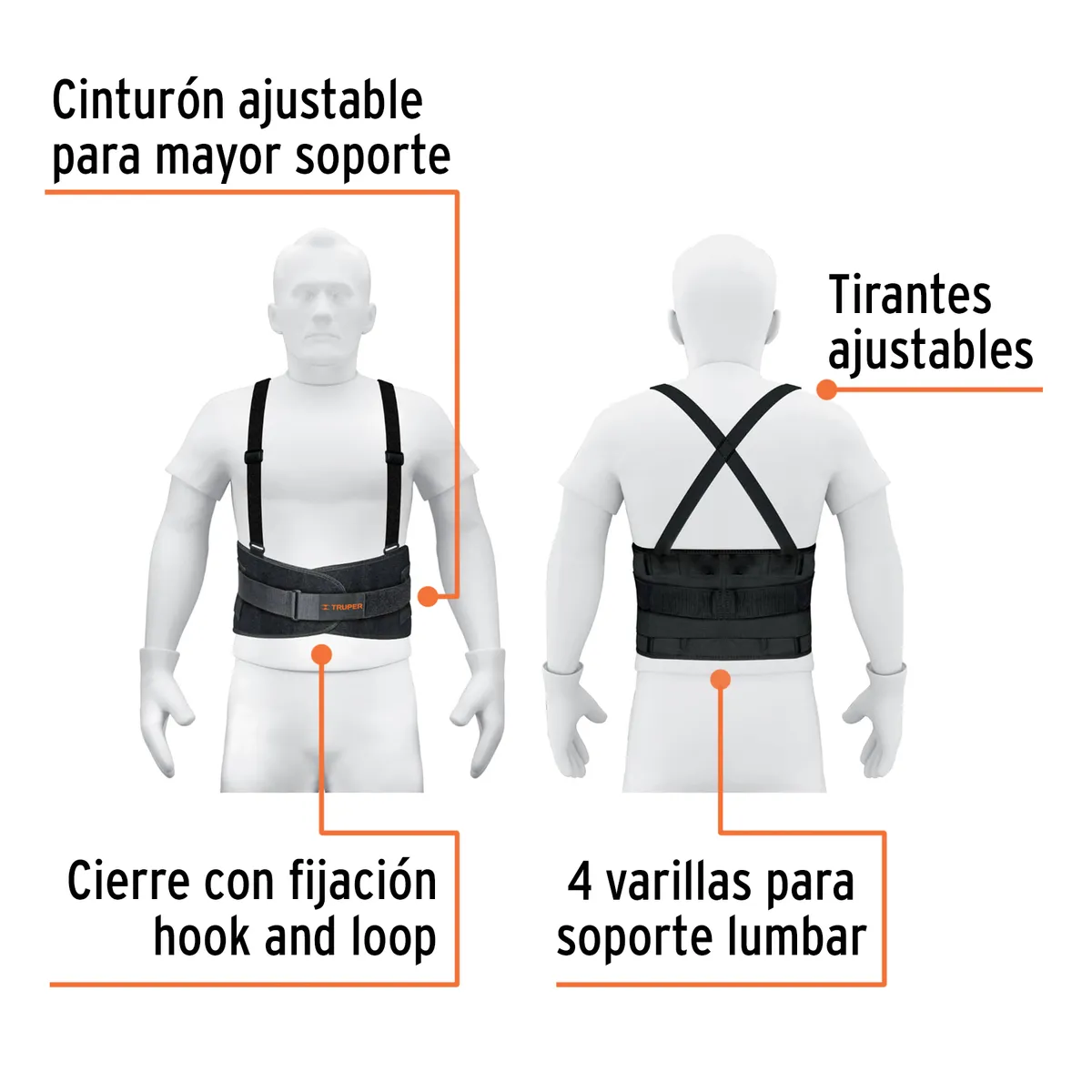 Faja Lumbar con Tercer Cinturón Talla M Truper - 14216