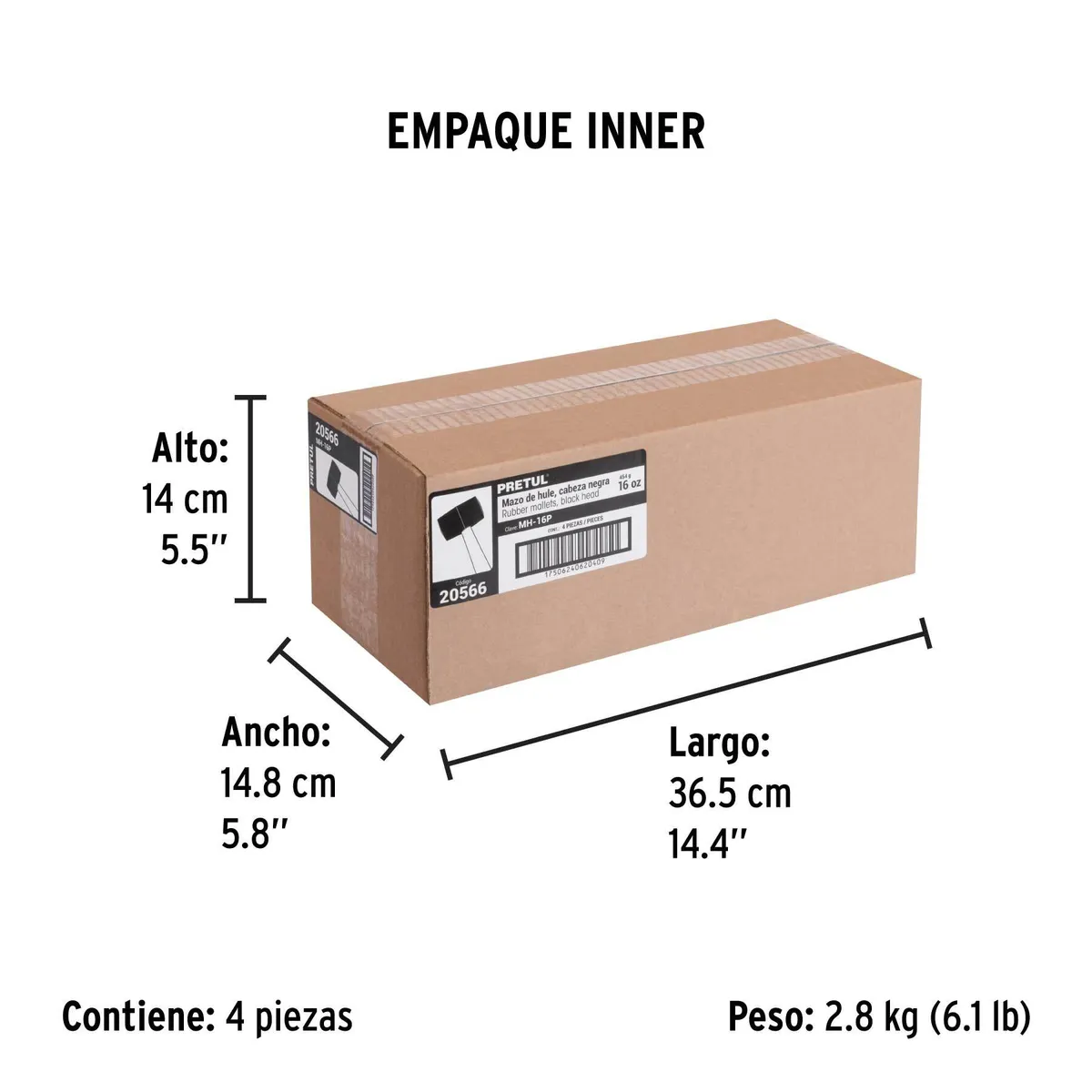 Mazo de Hule 16 oz Pretul MH-16P - 20566