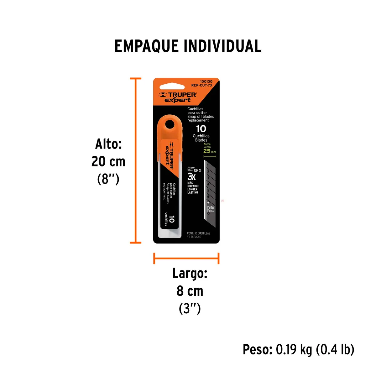 Estuche con 10 Cuchillas Truper Expert SK2 de 25 mm - 100130
