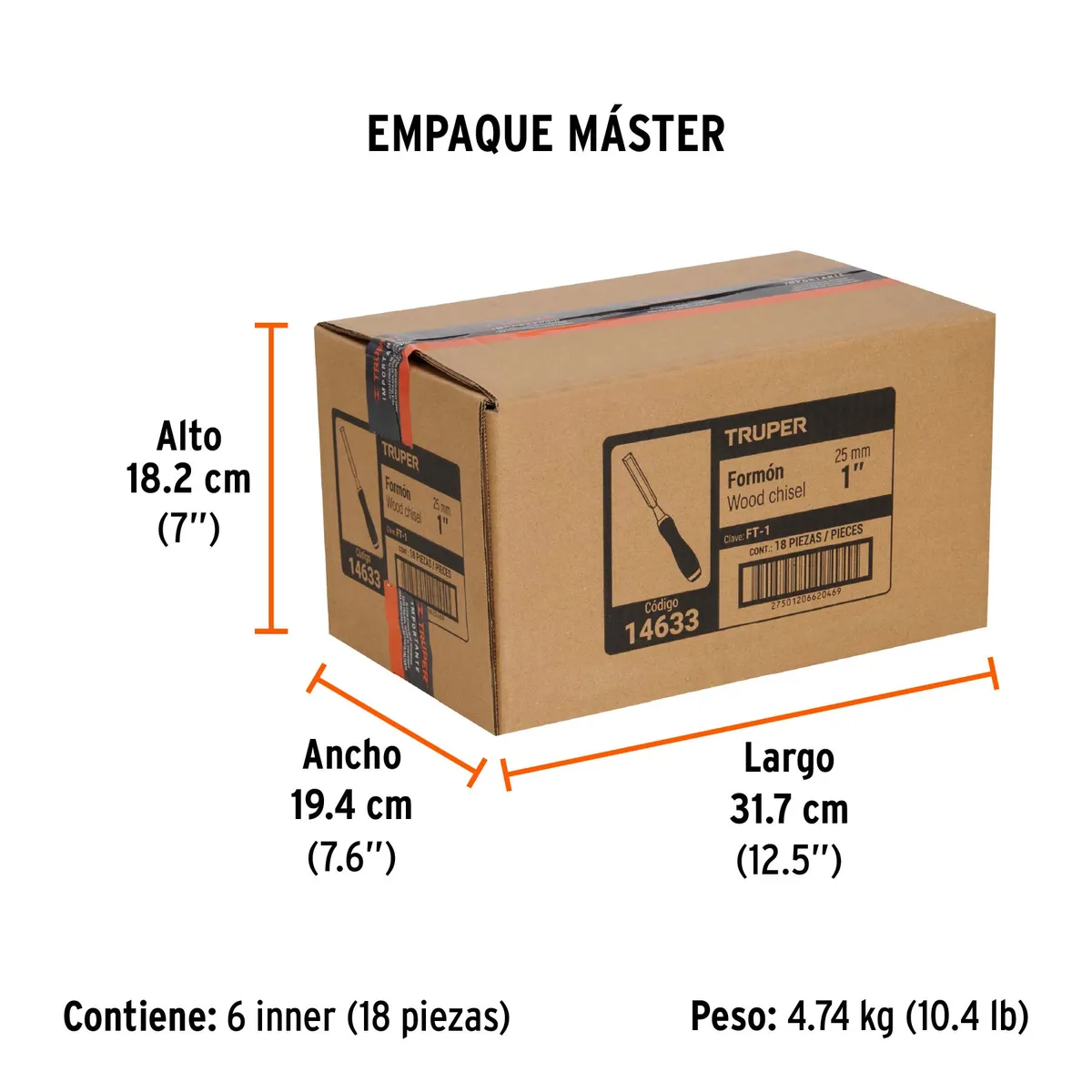Formón 1" Mango Comfort Grip Truper - 14633