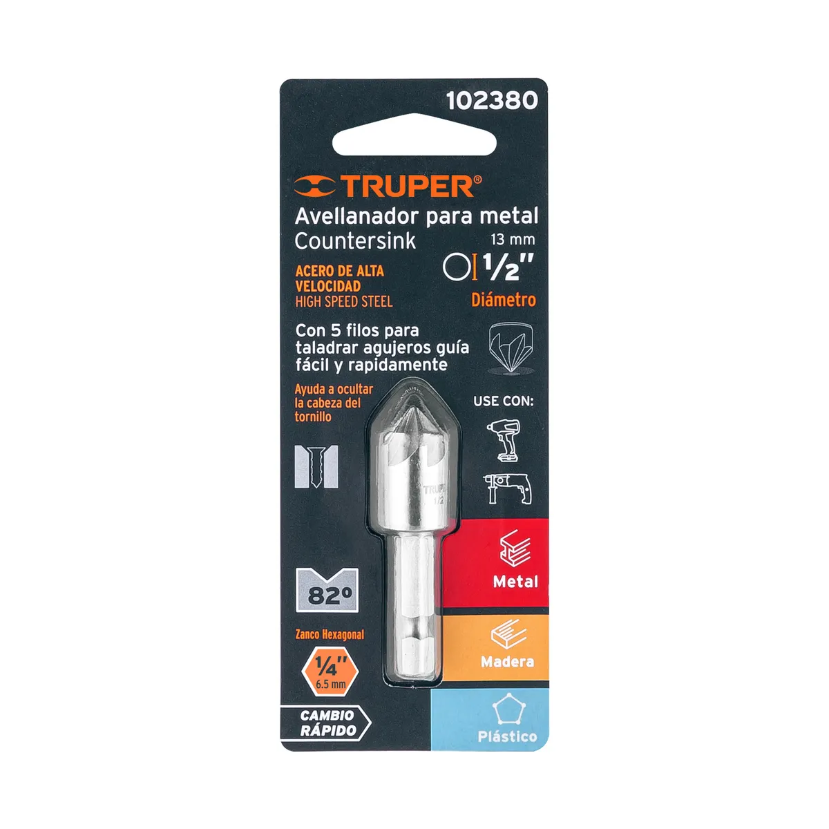 Avellanador HSS de Cambio Rápido 1/2" Truper - 102380