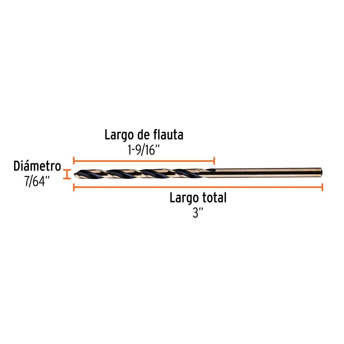 Broca HSS 7/64" Trugold para Metal Truper Expert - 11116
