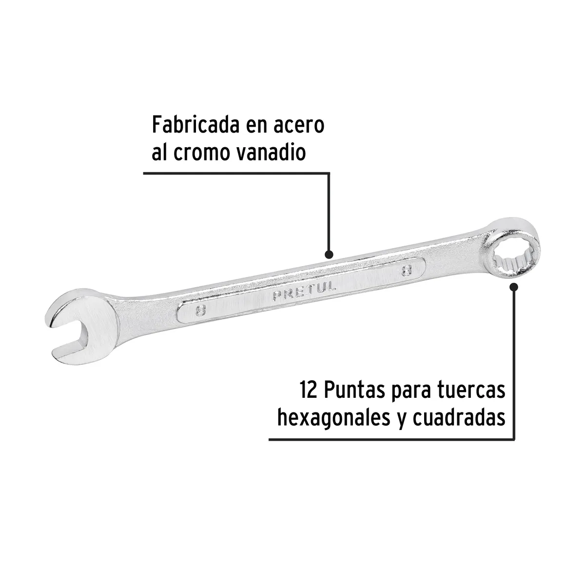Llave Combinada 8 mm Pretul LL-2008MP - 21902