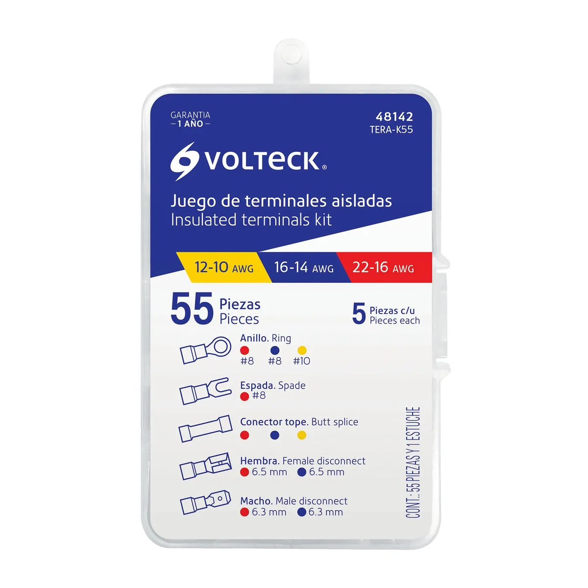 Juego de 55 Terminales para Cable Volteck - Paquete de 50 Piezas
