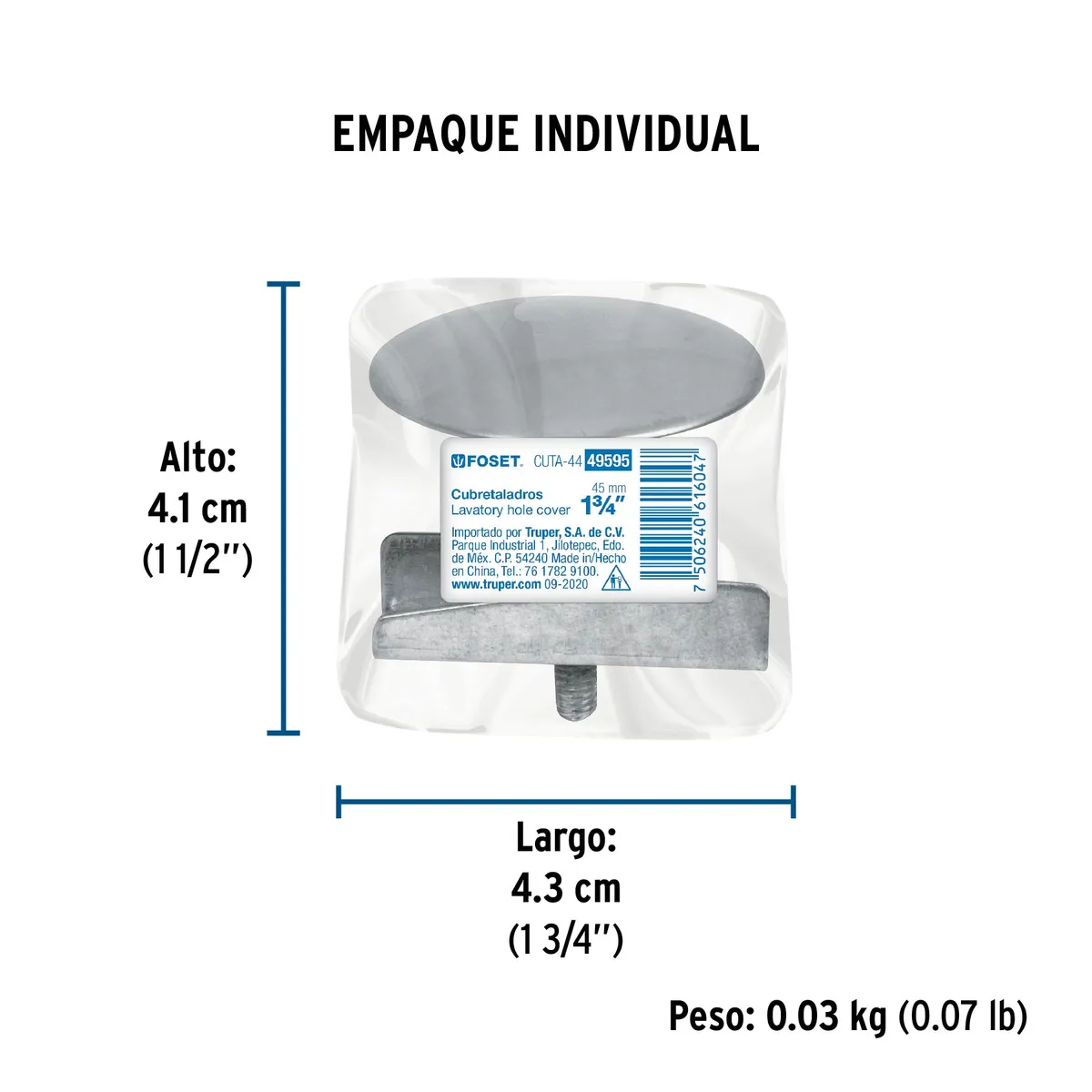 Cubretaladro de Acero Inoxidable 1-3/4" Cromo Foset - 49595