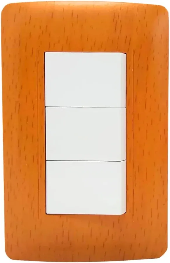 Placa Wooden con Apagador Triple Santul - 4510
