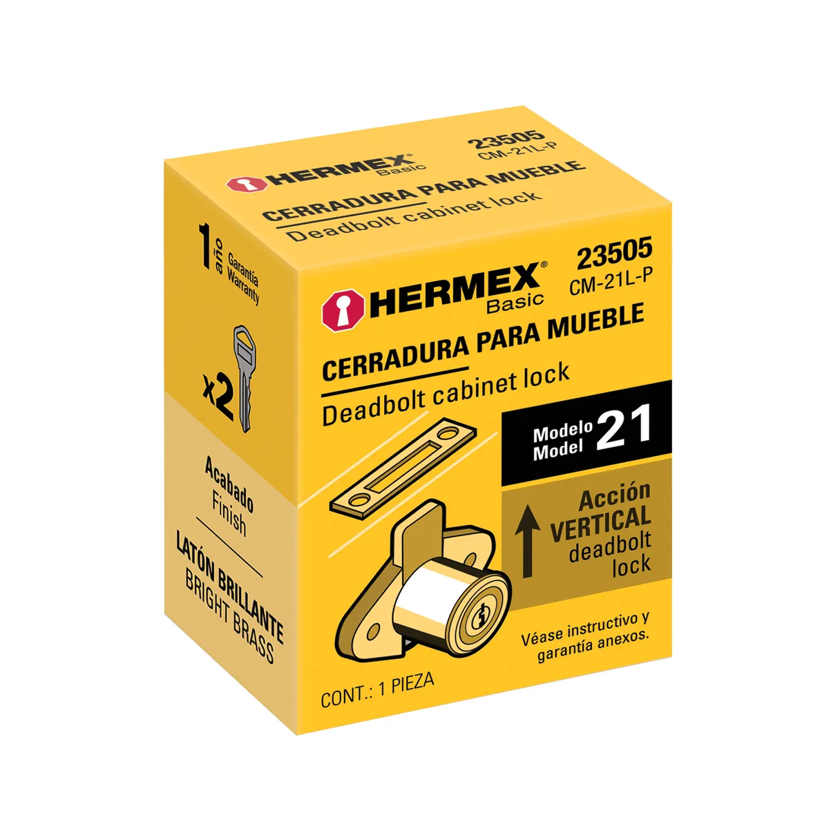 Cerradura para Mueble MOD-21 Latón Hermex - 23505
