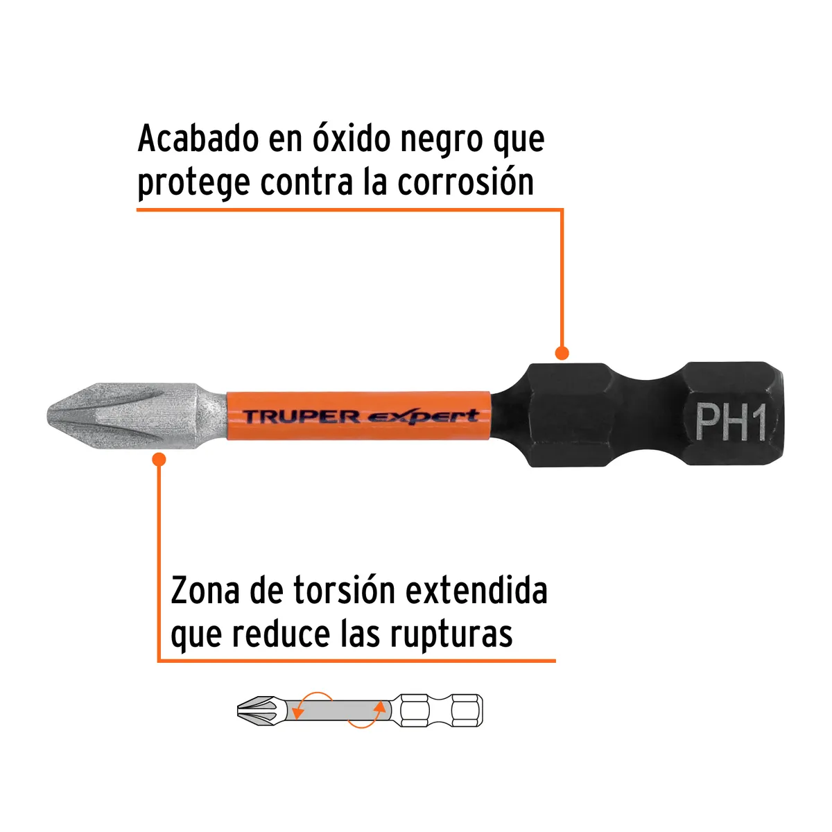 Estuche con 5 Puntas de Cruz PH1 Largo 2" Truper - 103023