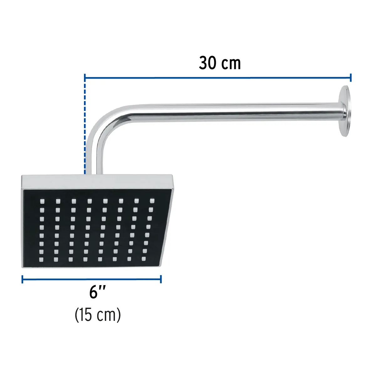 Regadera Cuadrada 6" de ABS con Brazo y Chapetón Foset - 46734