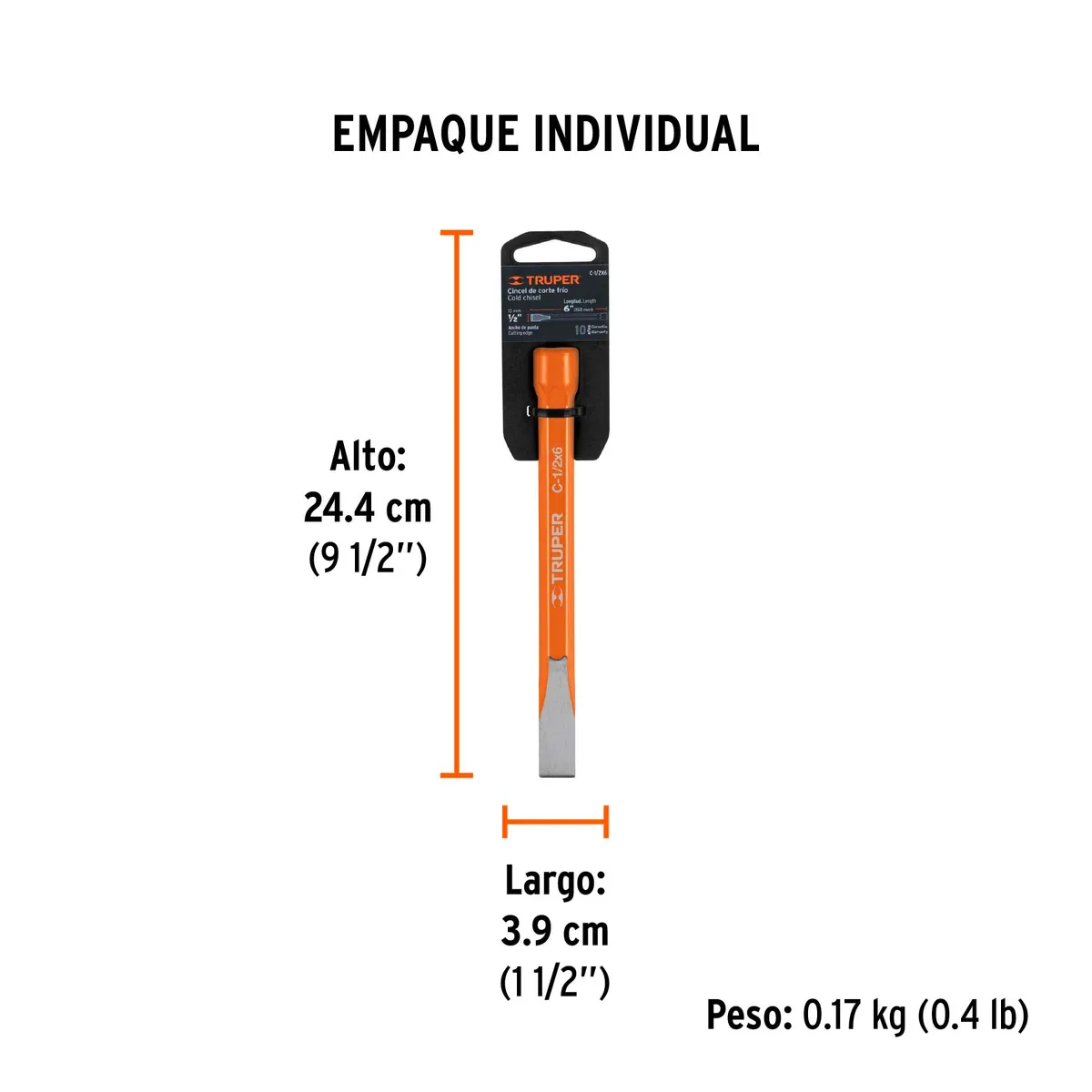 Cincel de Corte Frío 1/2" x 8" Truper - 12118