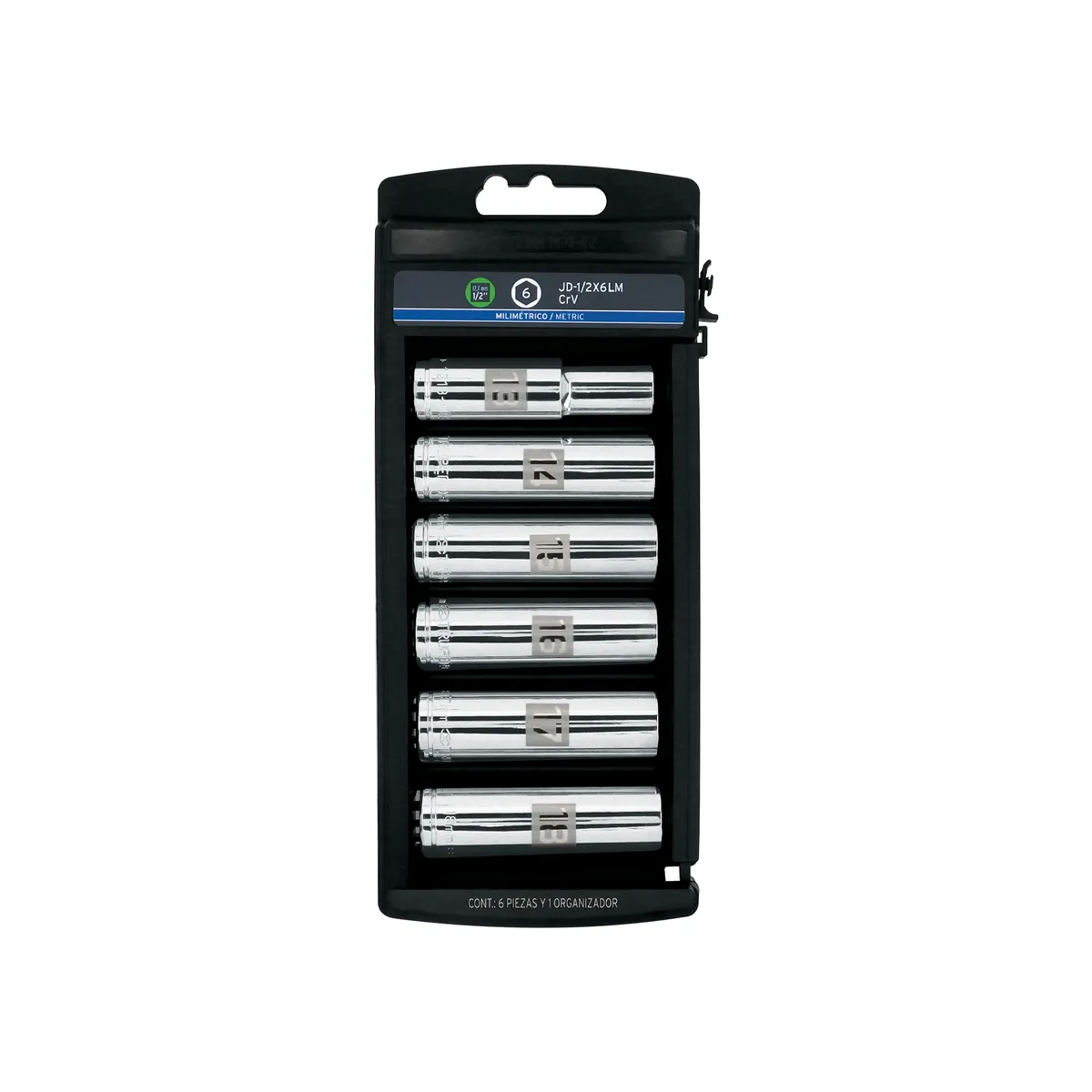 Juego de 6 Dados Largos 1/2" mm JD-1/2X6LM Truper - 14175