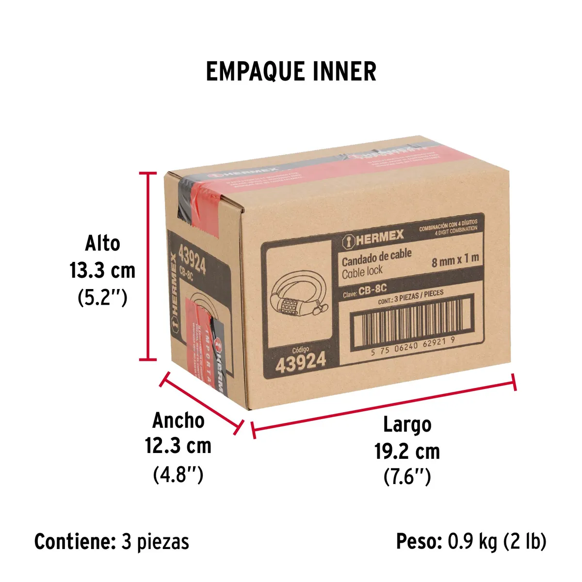 Candado de Cable con Combinación 8 mm x 1 m Truper - 43924