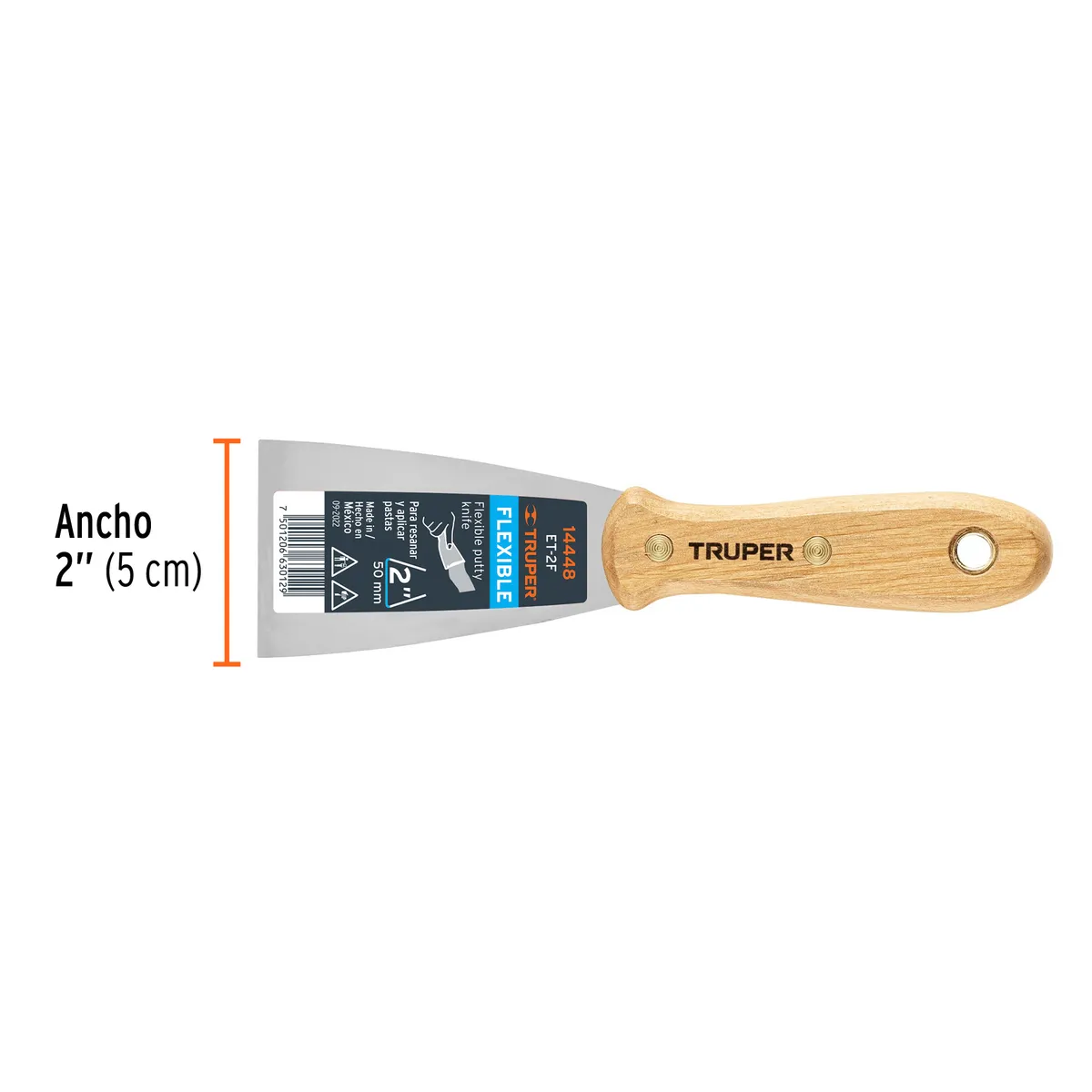 Espátula Flexible 2" Mango de Madera Truper - 14448