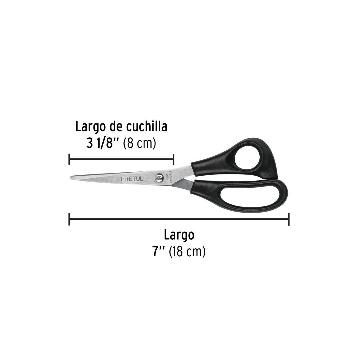 Tijera 7" de Acero Inoxidable para Casa y Oficina Pretul - 23186