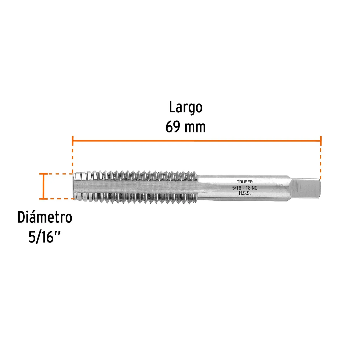 Machuelo Semicónico 5/16" x 18 Cuerda GSA Truper - 11407