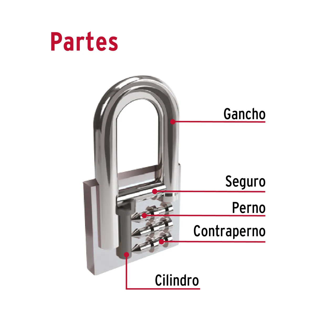 Candado de Hierro 50 mm Gancho Largo CH-50L Truper - 43325