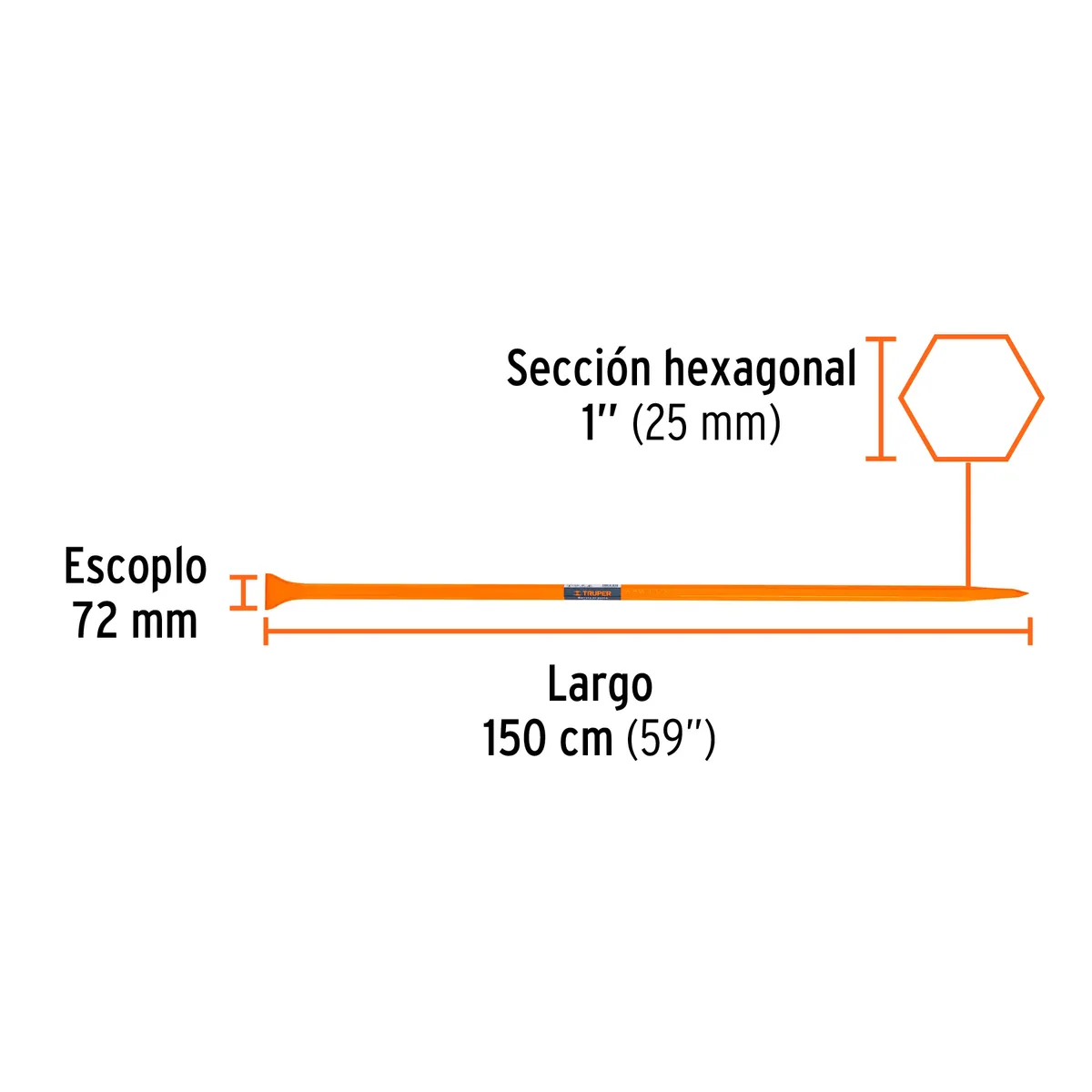 Barreta de Punta 1" x 150 cm Truper BAP-150 - 10756