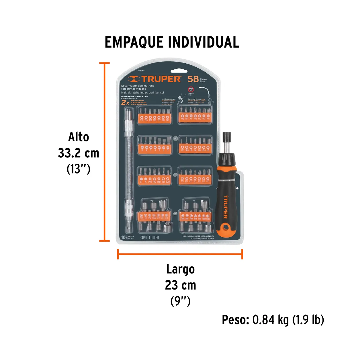 Desarmador de Matraca con 42 Puntas y Dados Truper - 18220