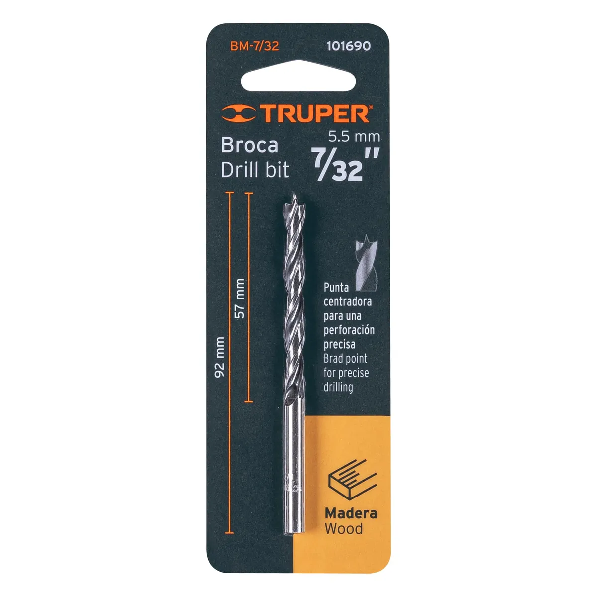 Broca con Punta Centradora para Madera 7/32" Truper - 101690