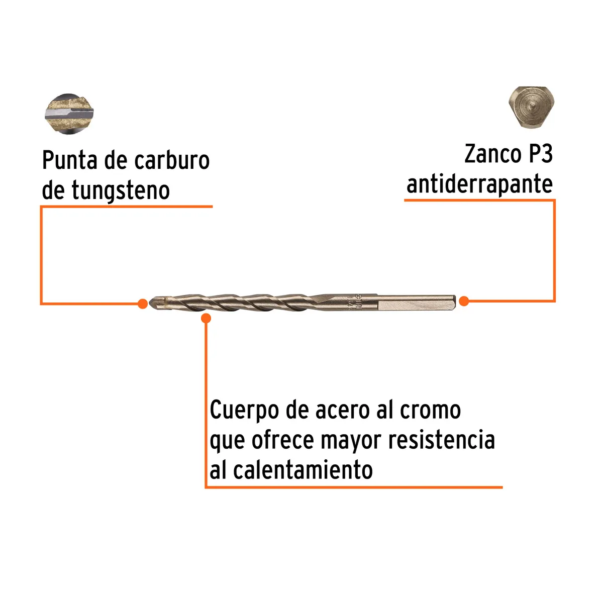 Broca para Concreto 1/4" x 4" Truper - 11203