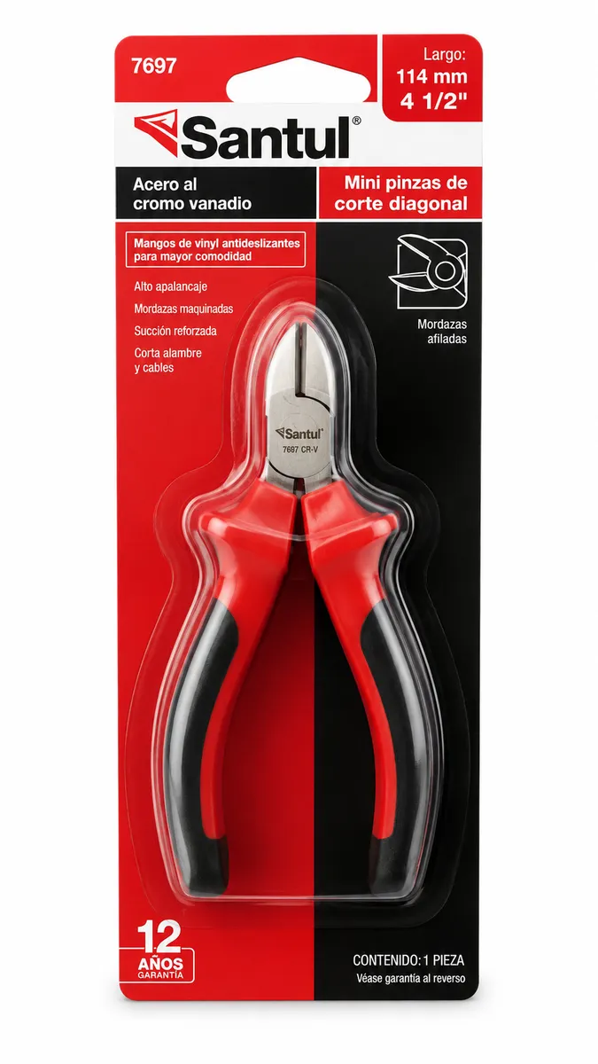 Mini Pinza de Corte Diagonal Largo 4 1/2" Santul - 7697