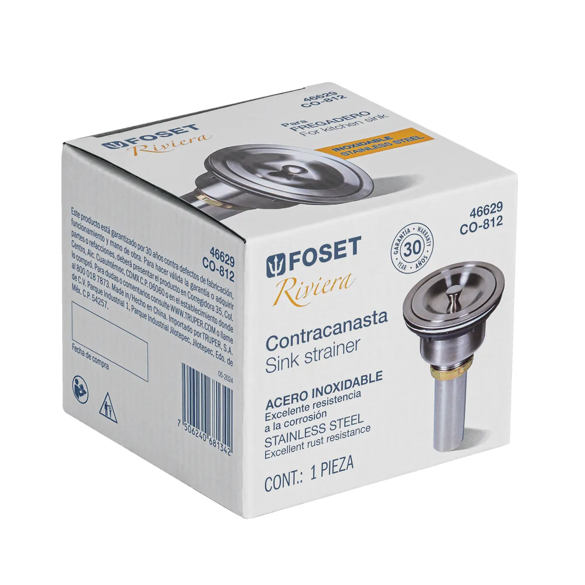 Contracanasta 3 1/2" Inoxidable con Tapa Truper - 46629