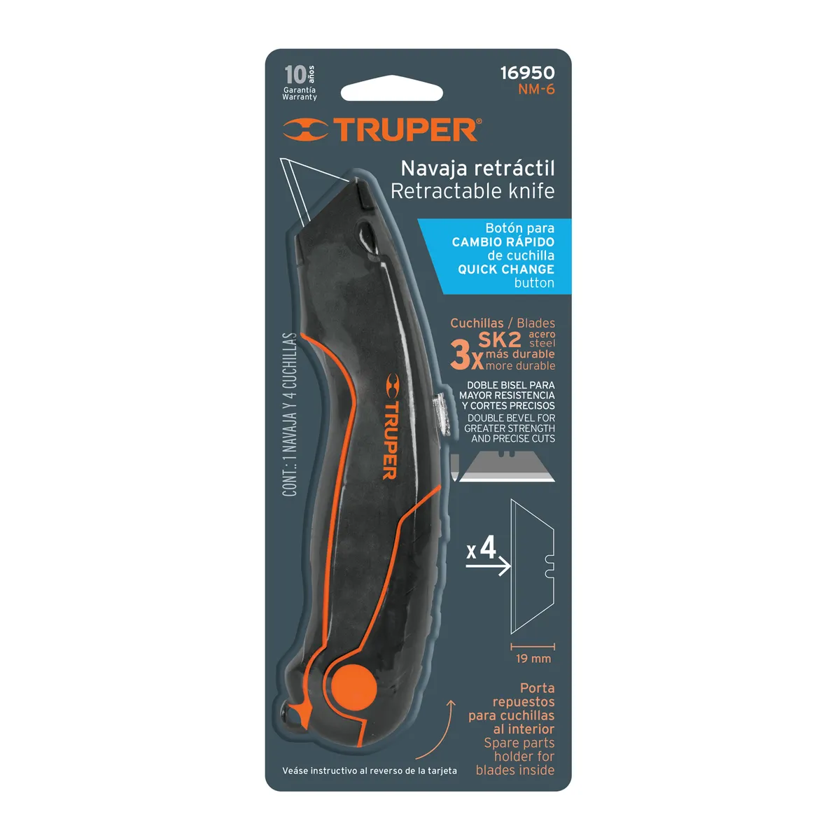 Navaja Retráctil 7" Cuerpo de Aluminio Truper - 16950
