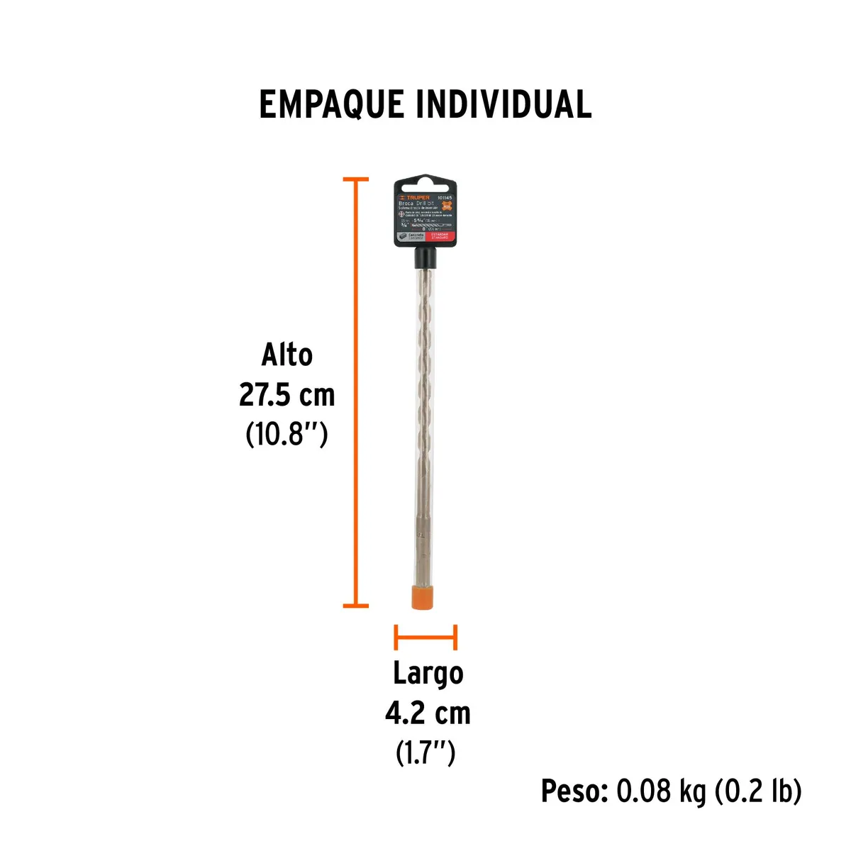 Broca SDS Plus 3/8" x 8" Truper - 101145