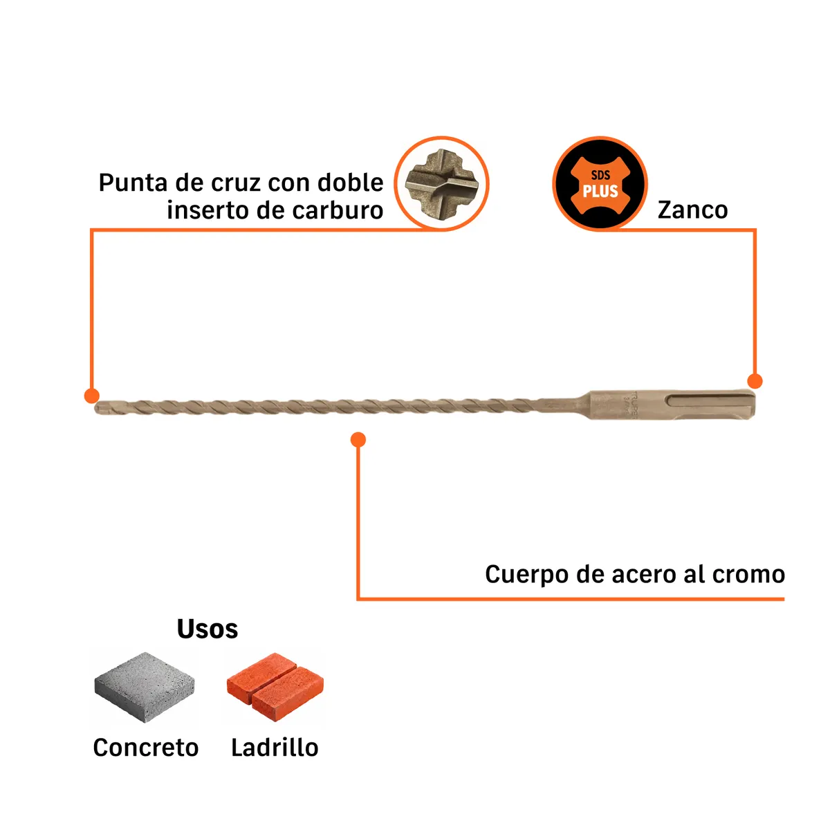 Broca SDS Plus 3/16" x 8" Truper - 11261